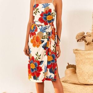 FARM Rio Pineapple Flowers Linen Blend Dress